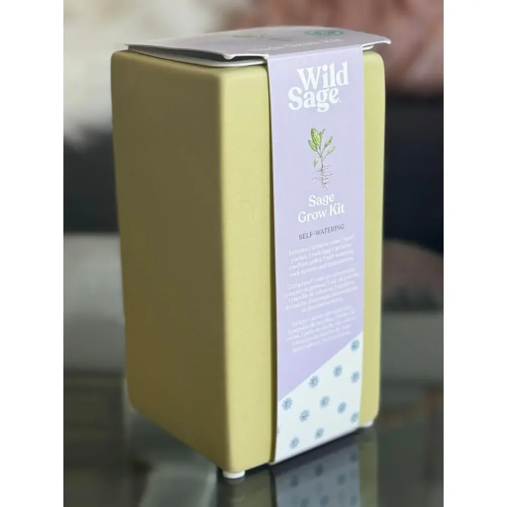 Organic Sage Grow Kit Self-Watering Ceramic vase - Picture 1 of 5